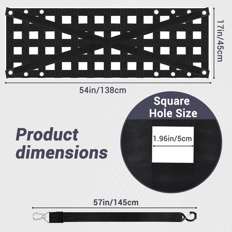 GADFISH Tailgate Net with Adjustable Buckle Straps, 54"x17.7" Tailgate Cargo Net for Truck Bed, Perfect for Jeep, Pickup, Truck, Chevrolet, Ford (Black) - Image 2